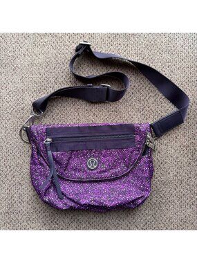 Lululemon Athletica 'Festival' Glitter Purple Fold Over Crossbody Purse Handbag